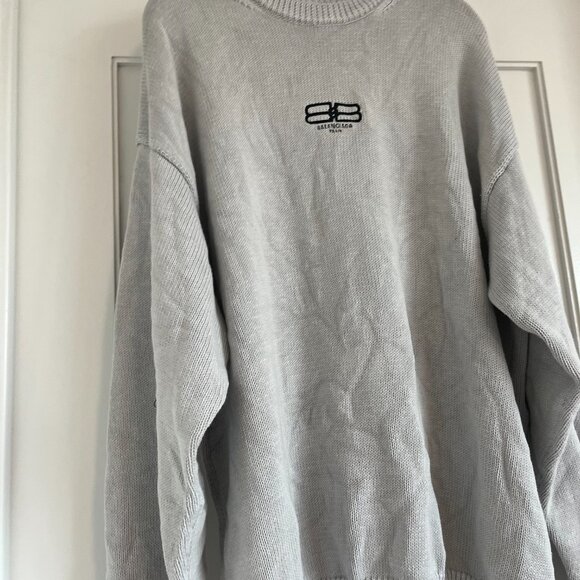 NWT Balenciaga License Crewneck Pullover Sweater Gray Embroidered Logo Sz Small - Picture 6 of 13